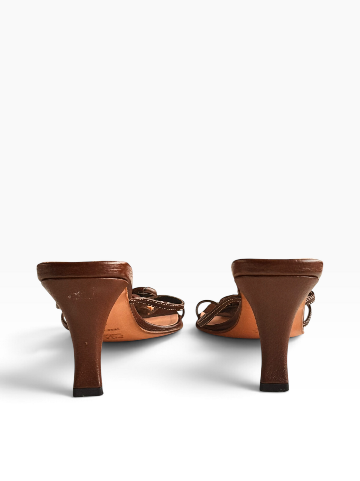 1990s Brown Prada Rosebud Mules