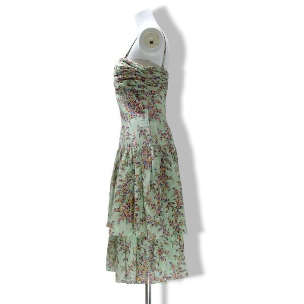 2000s Valentino Garavani Green Floral Dress