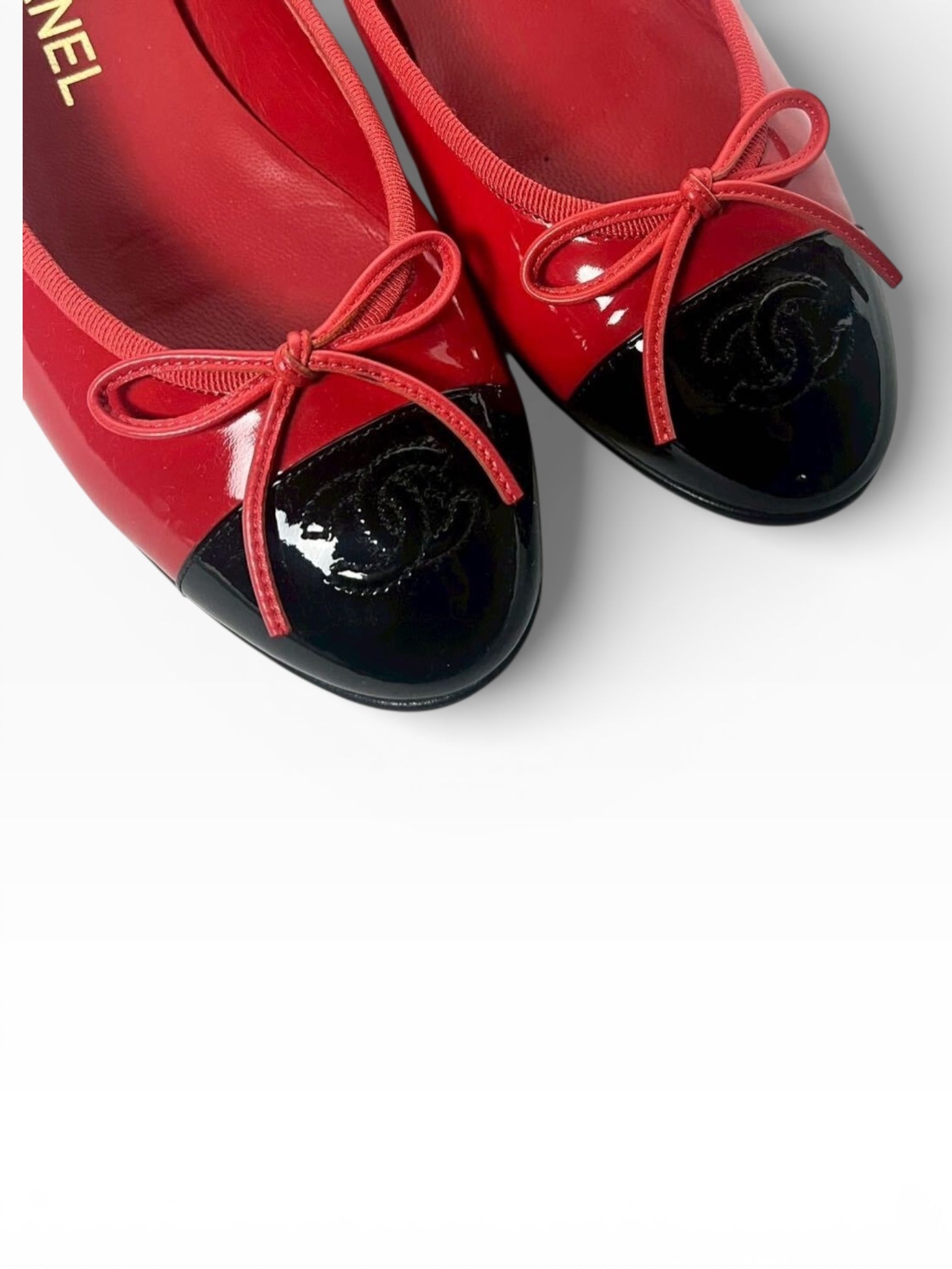 Chanel Red Patent Leather Ballet Flats 37