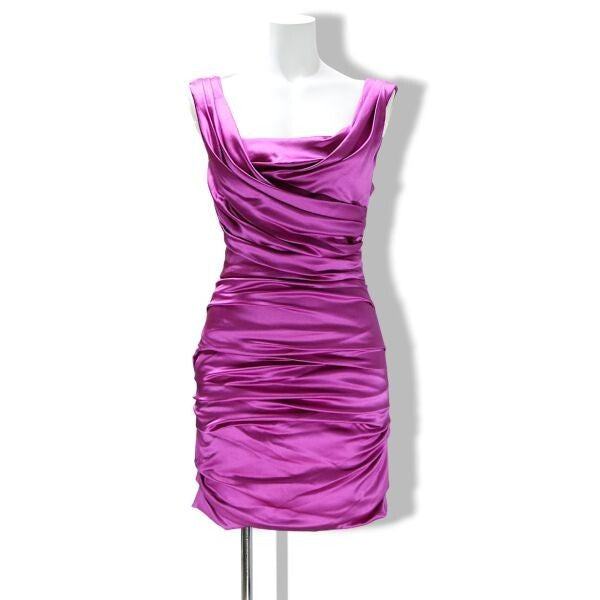 2000s Dolce & Gabbana Purple Ruched Silk Dress