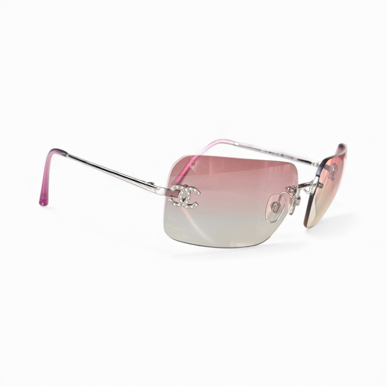 Chanel Pink Ombré Rhinestone Sunglasses