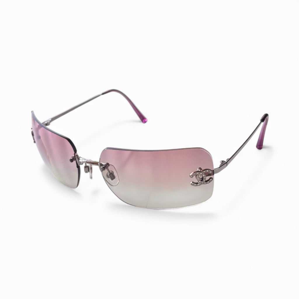 Chanel Pink Ombré Rhinestone Sunglasses