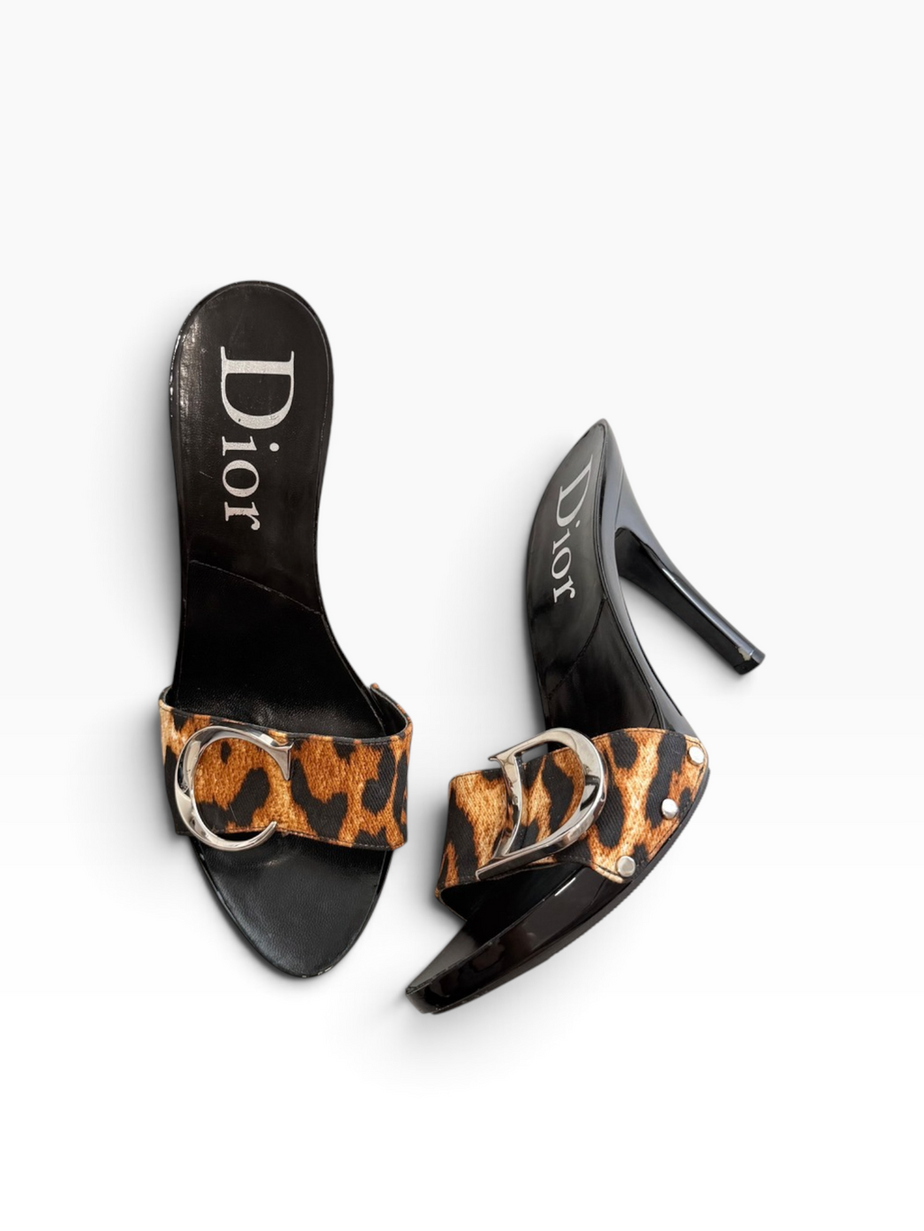 Dior Galliano Leopard Logo Heels