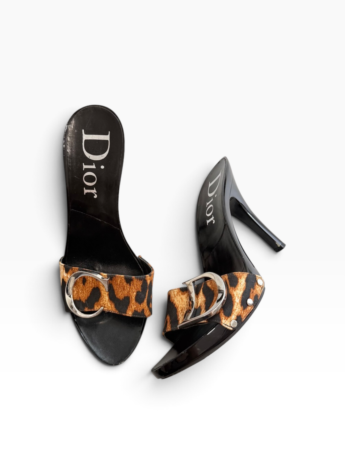 Dior Galliano Leopard Logo Heels