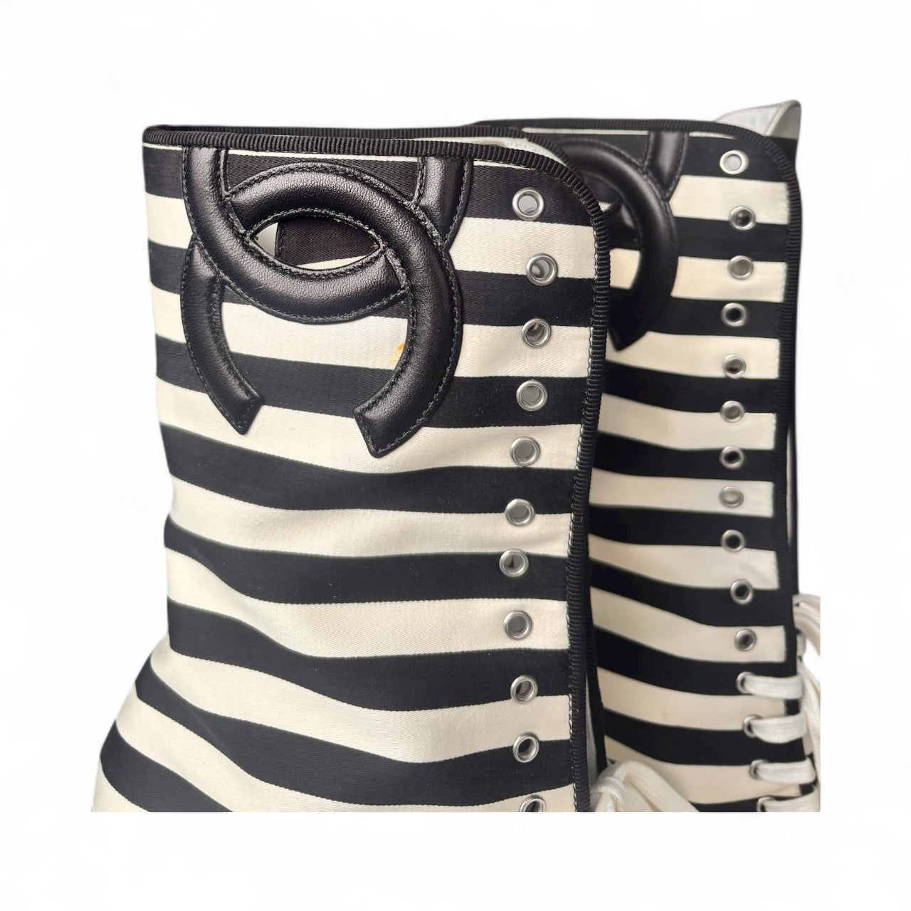 Chanel Cruise Merchant of Venice Black Wedge Boots 39