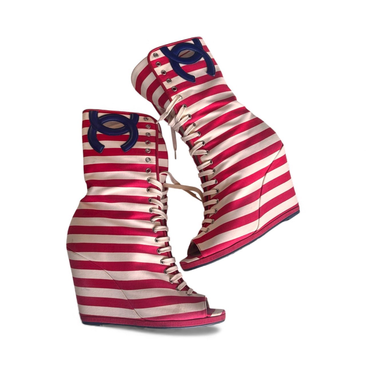 Chanel Cruise Merchant of Venice Red Wedge Boots 37