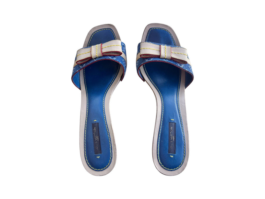 Louis Vuitton Denim Bow Mules 37.5