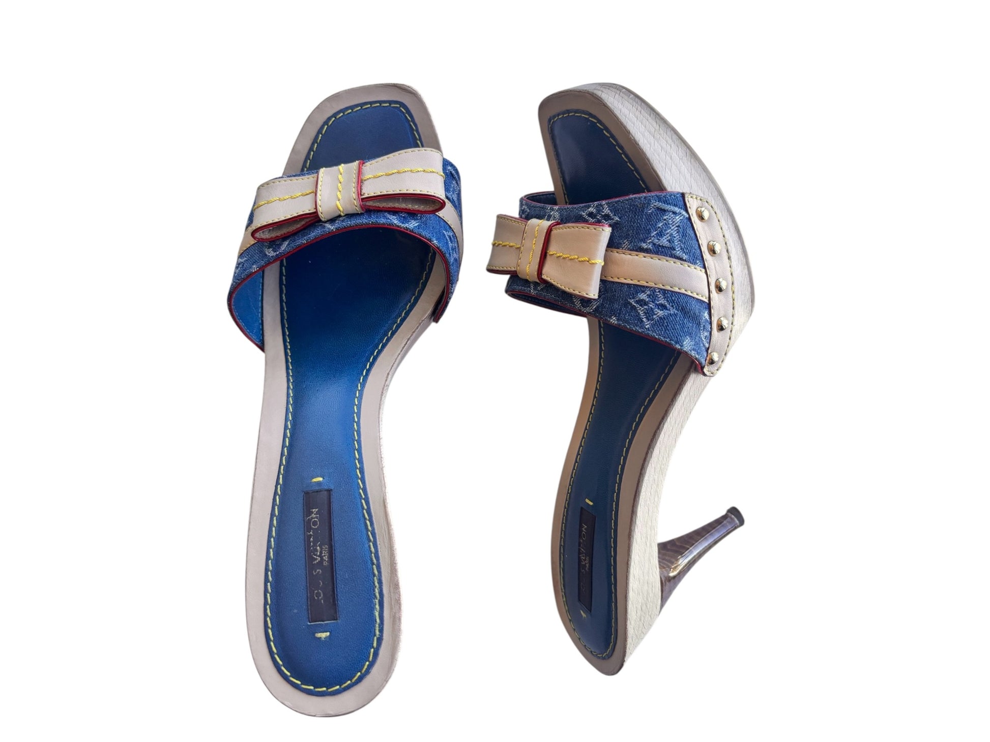 Louis Vuitton Denim Bow Mules 37.5