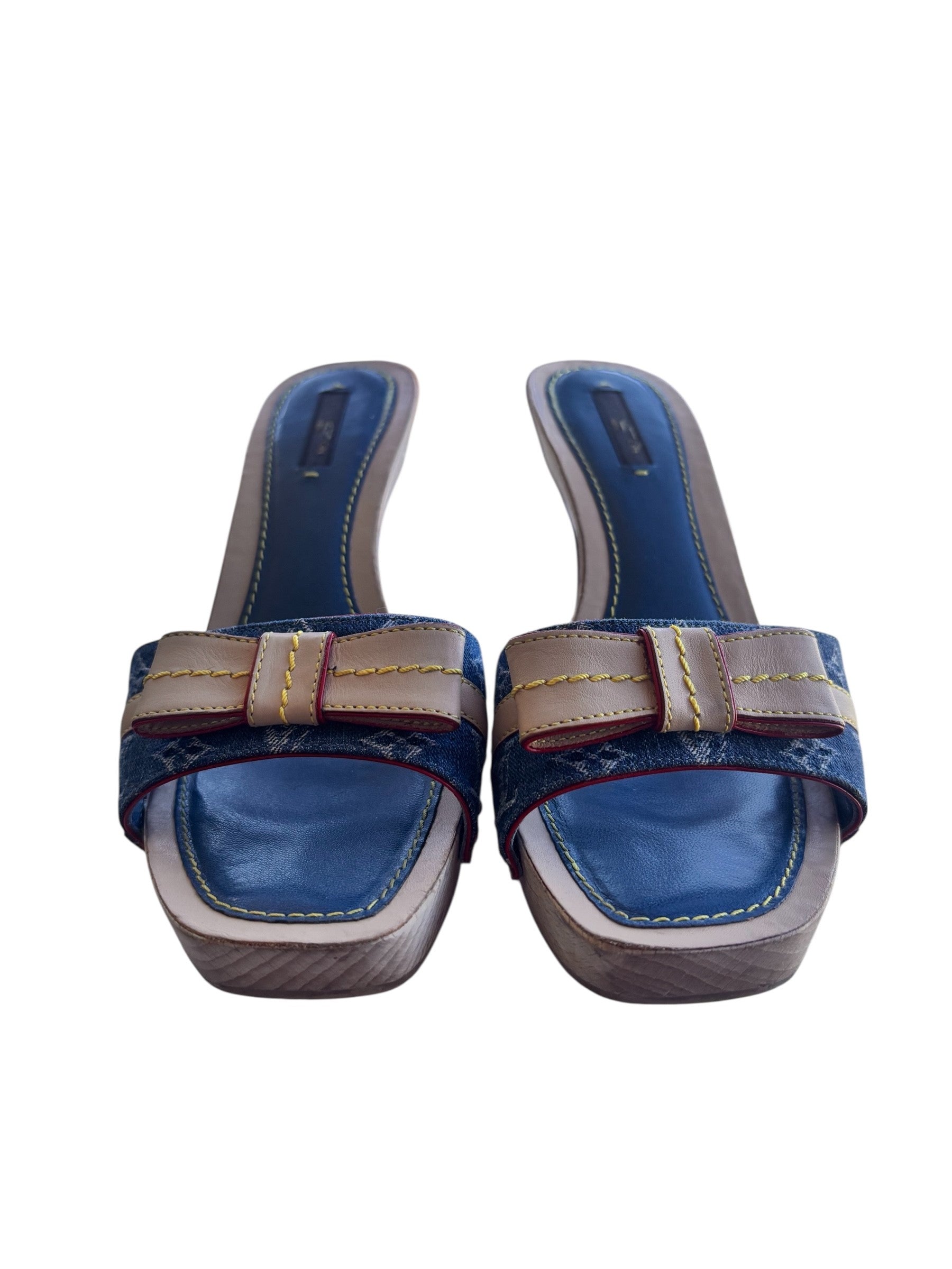 Louis Vuitton Denim Bow Mules 37.5