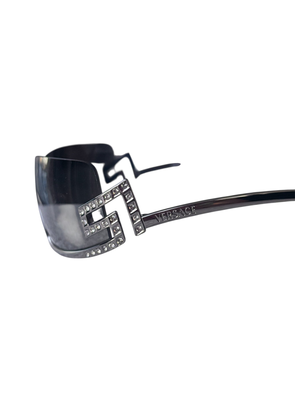 Versace 2004 Black Diamante Wrap Sunglasses