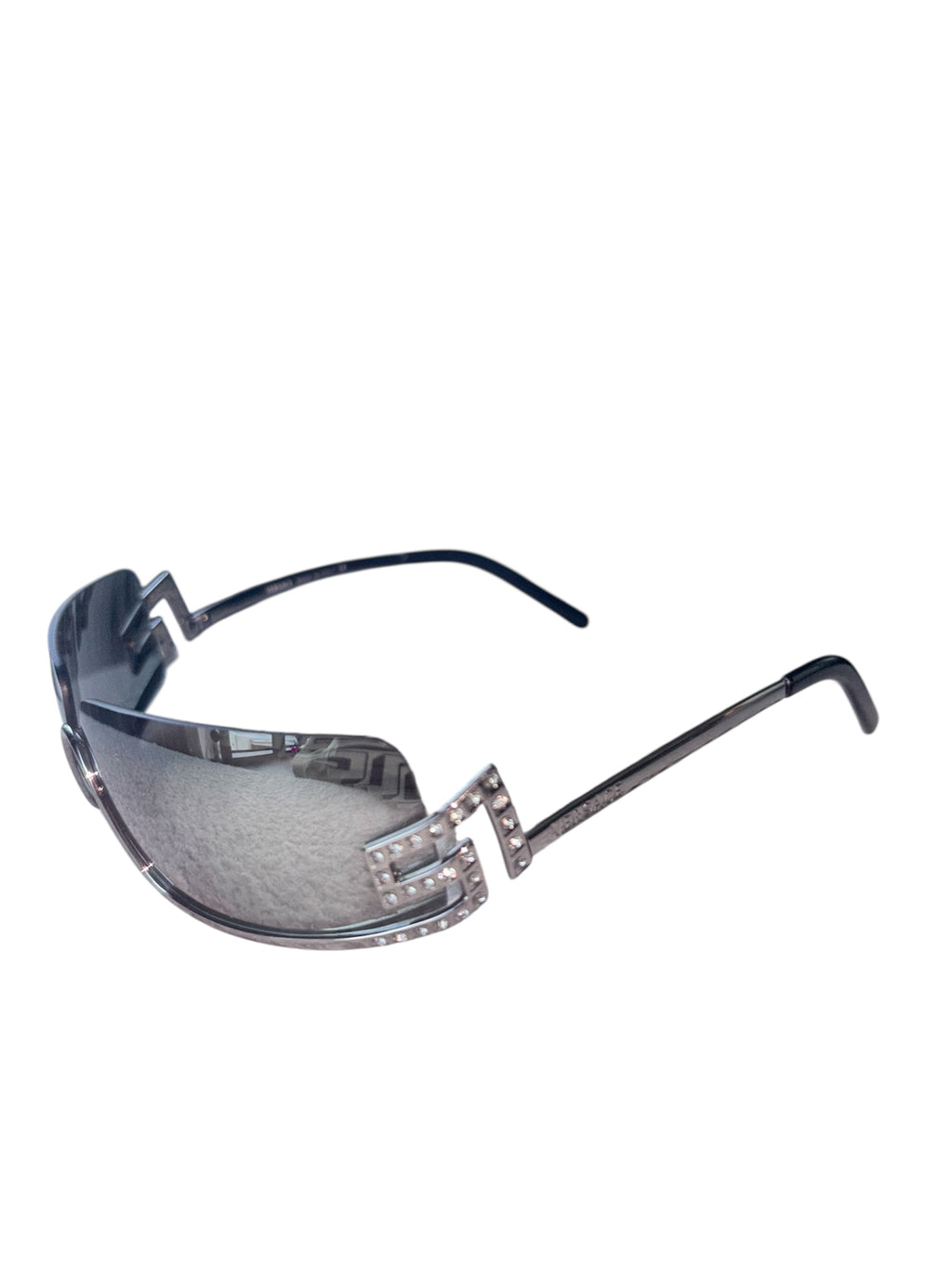 Versace 2004 Black Diamante Wrap Sunglasses