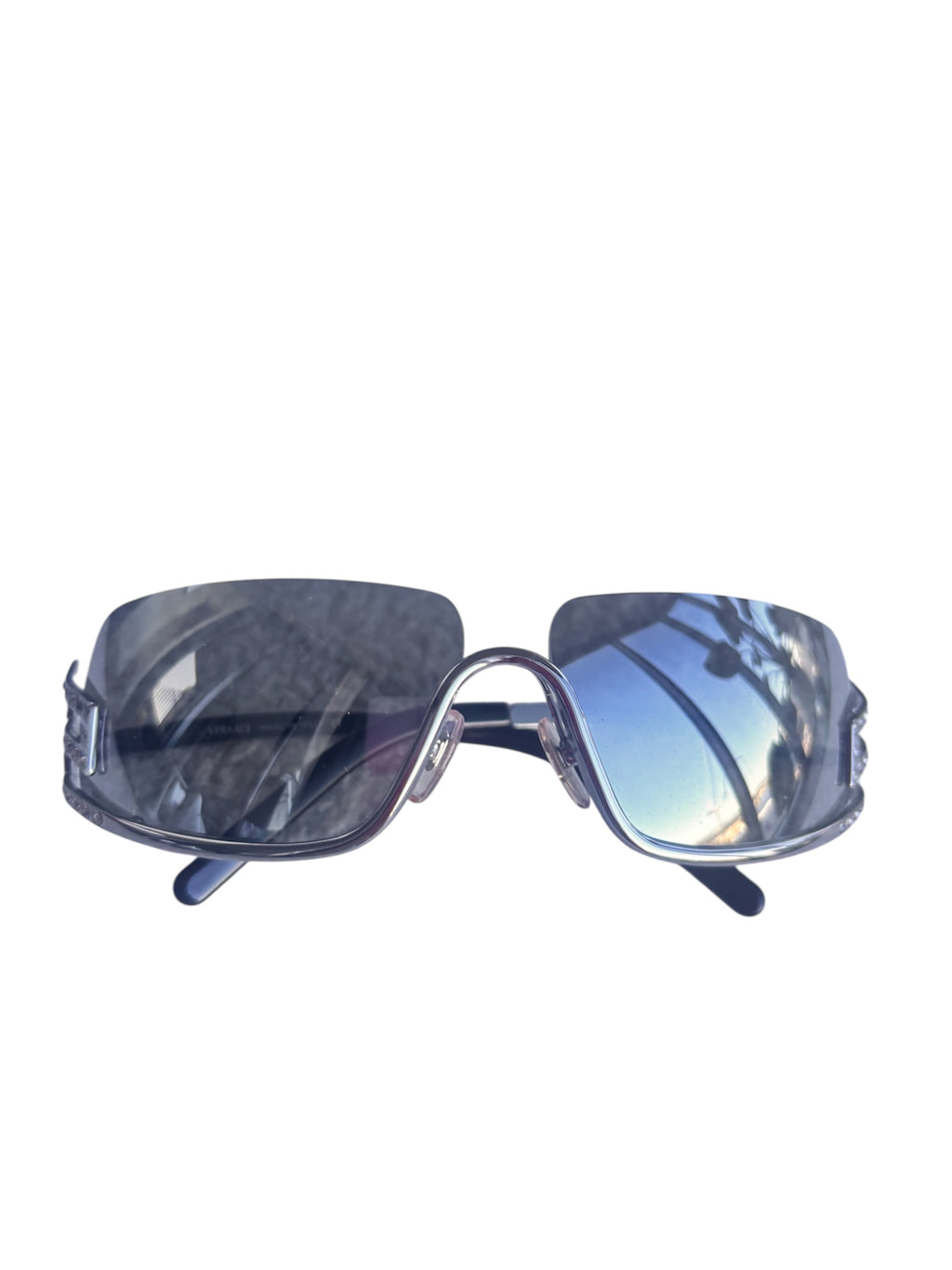 Versace 2004 Black Diamante Wrap Sunglasses