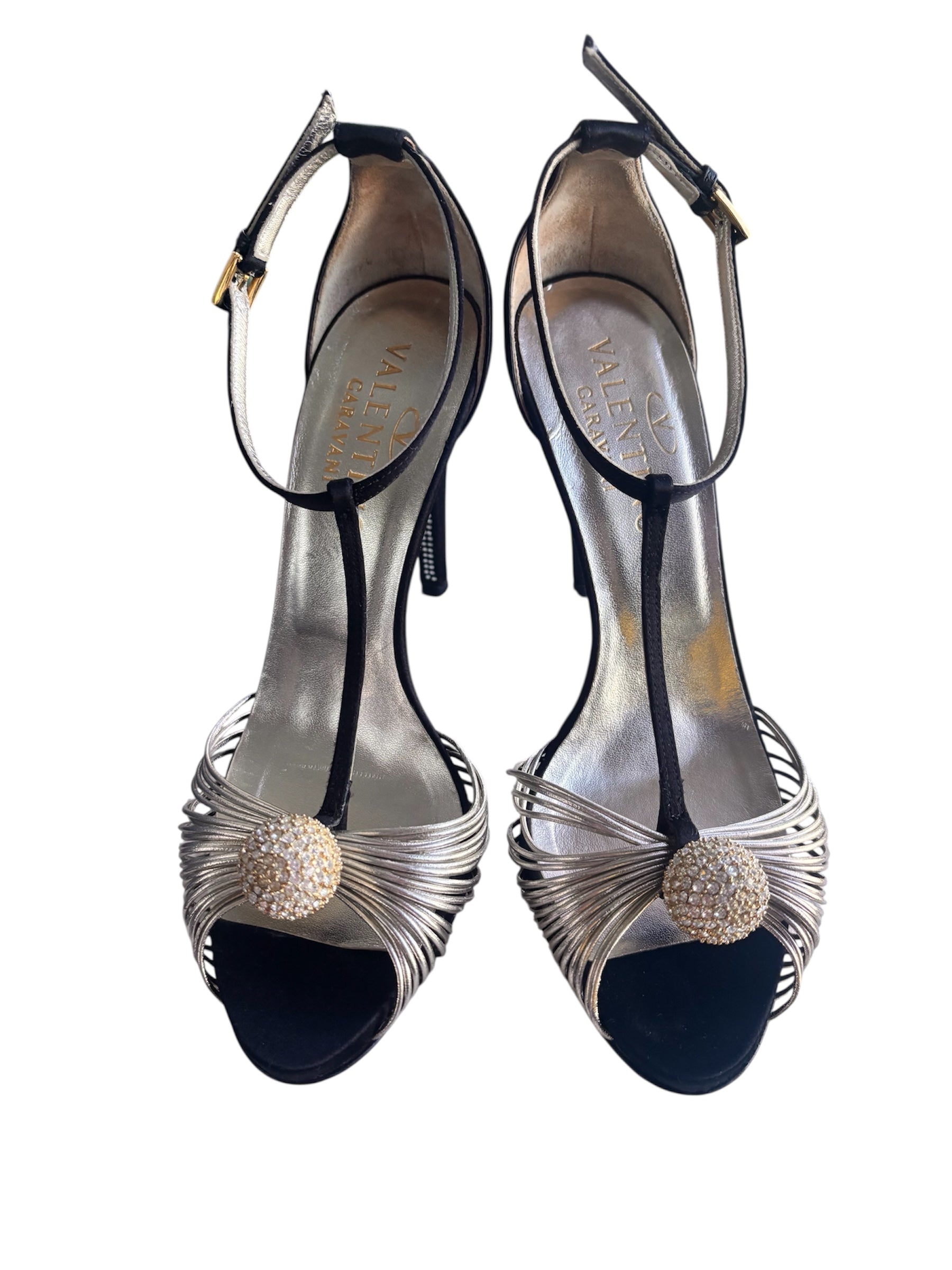 Valentino Garavani Gold Crystal Pumps 38