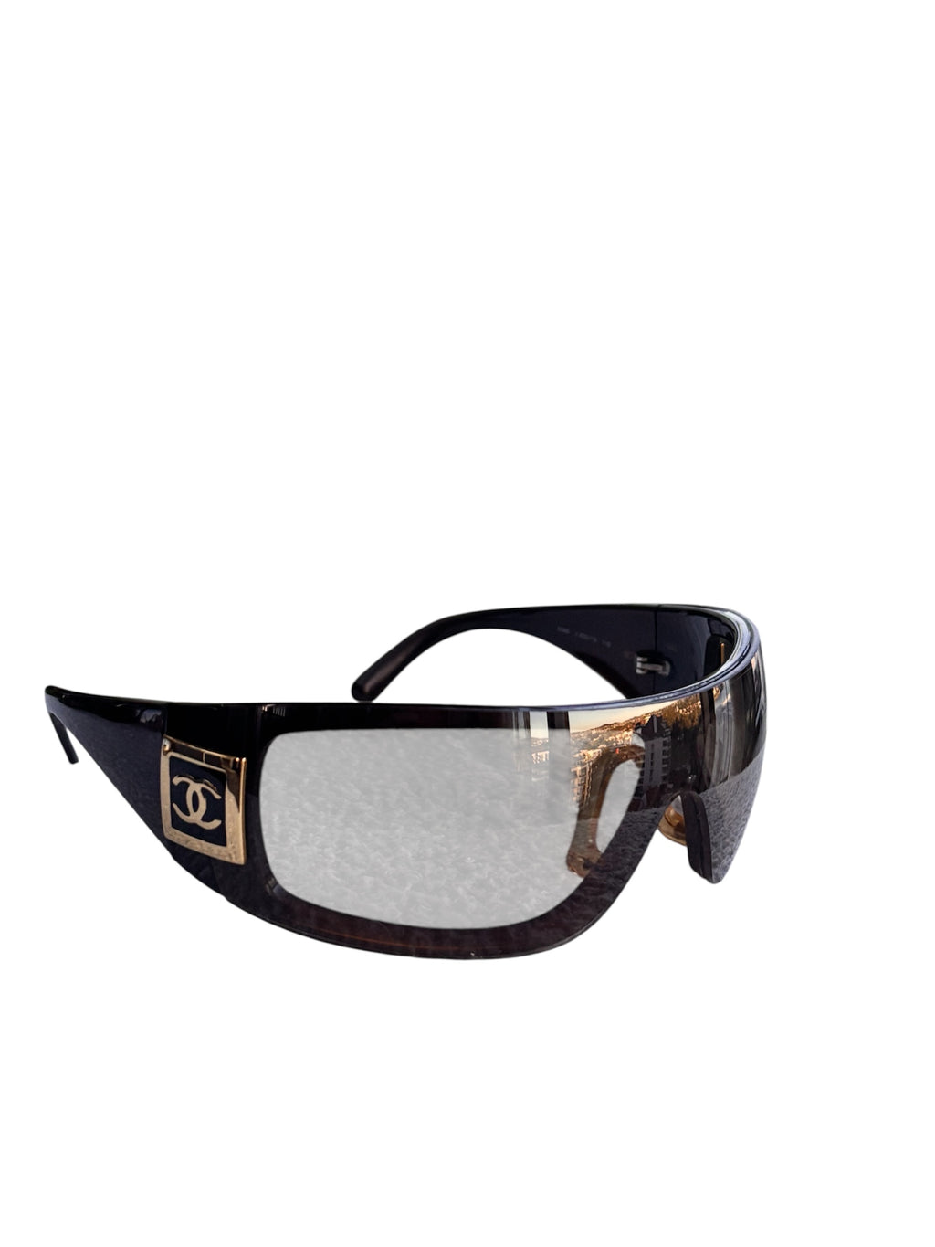 Chanel Shield Brown Gold Sunglasses