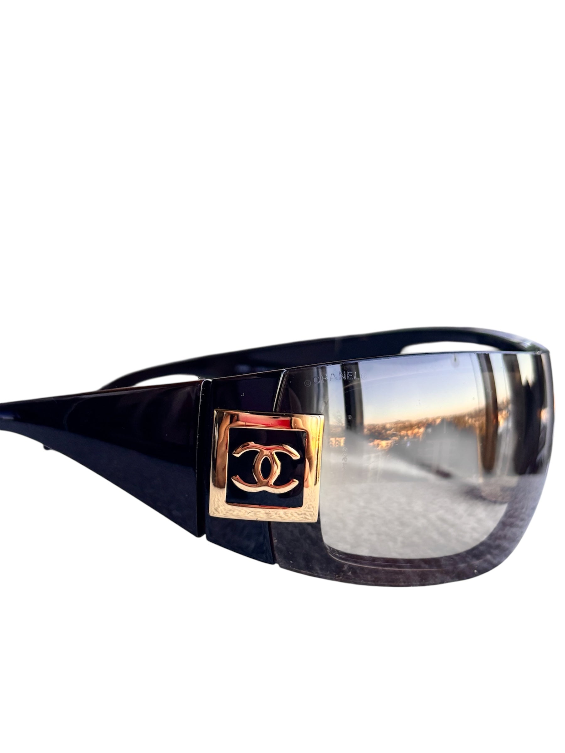 Chanel Shield Brown Gold Sunglasses