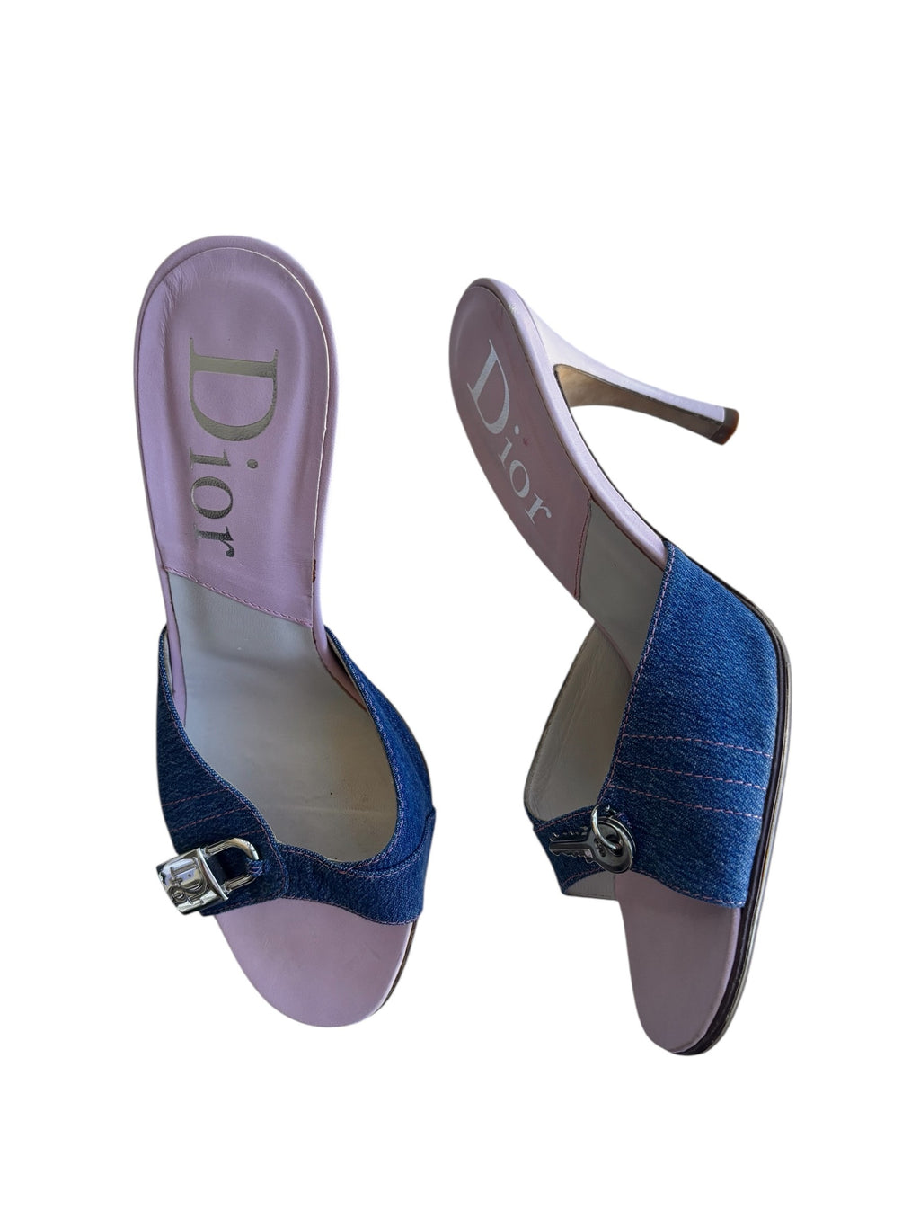 Christian Dior Denim Key & Lock Pink Heels 39
