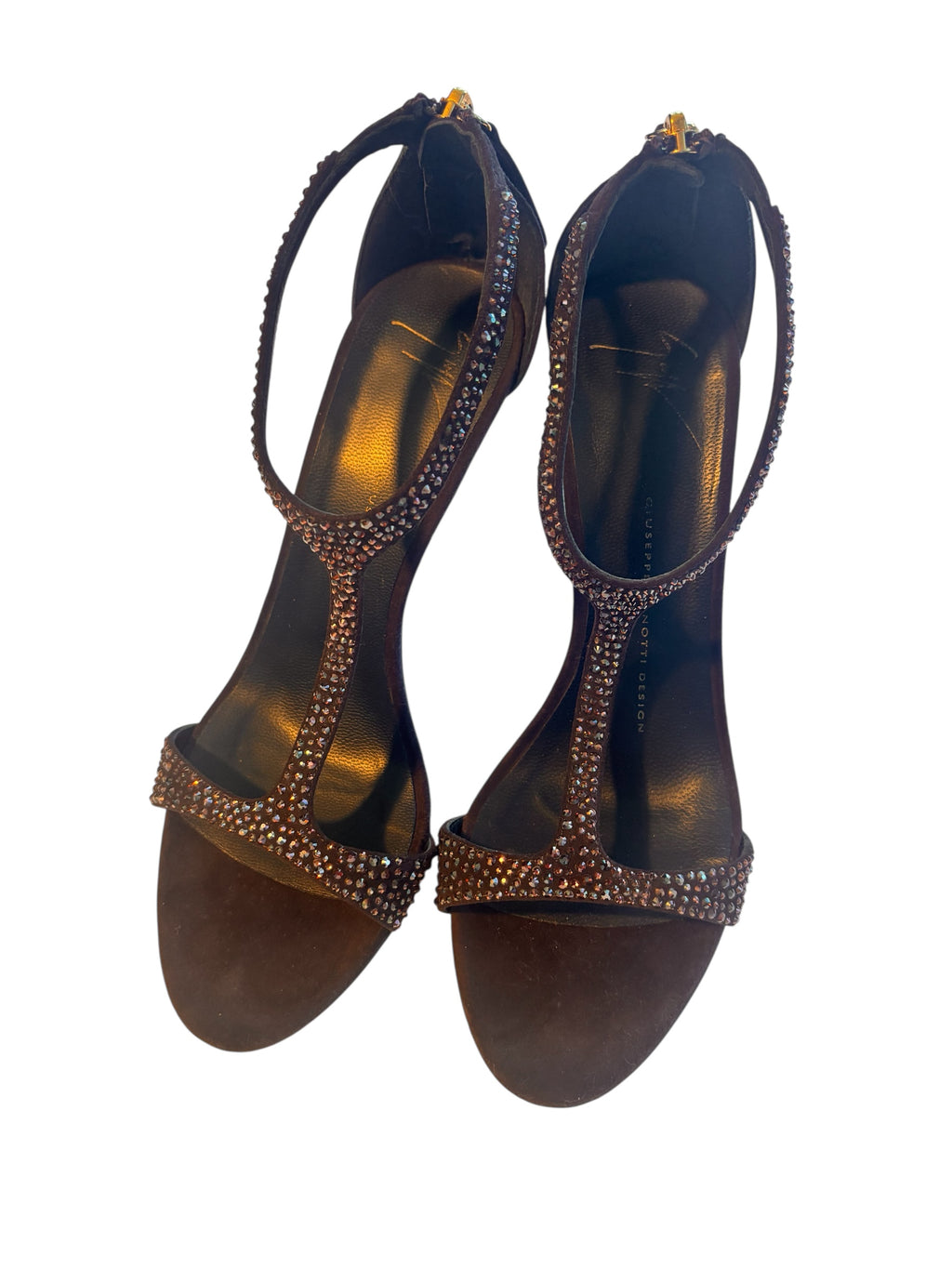 Giuseppe Zanotti Brown Crystal Heels 38