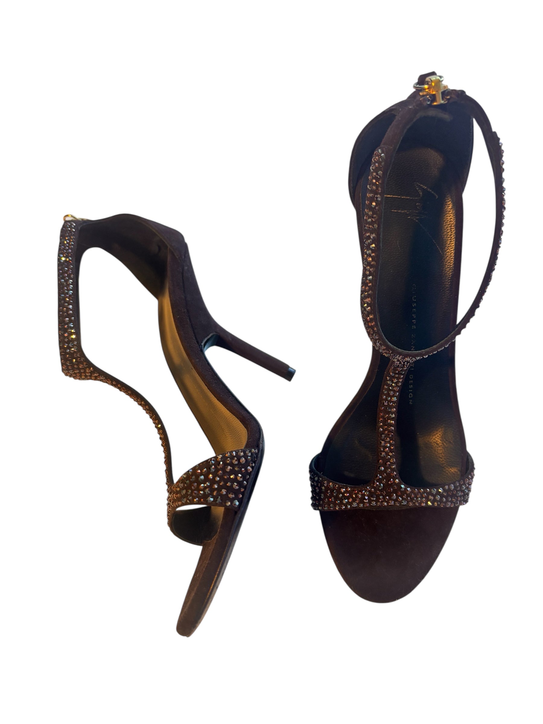 Giuseppe Zanotti Brown Crystal Heels 38