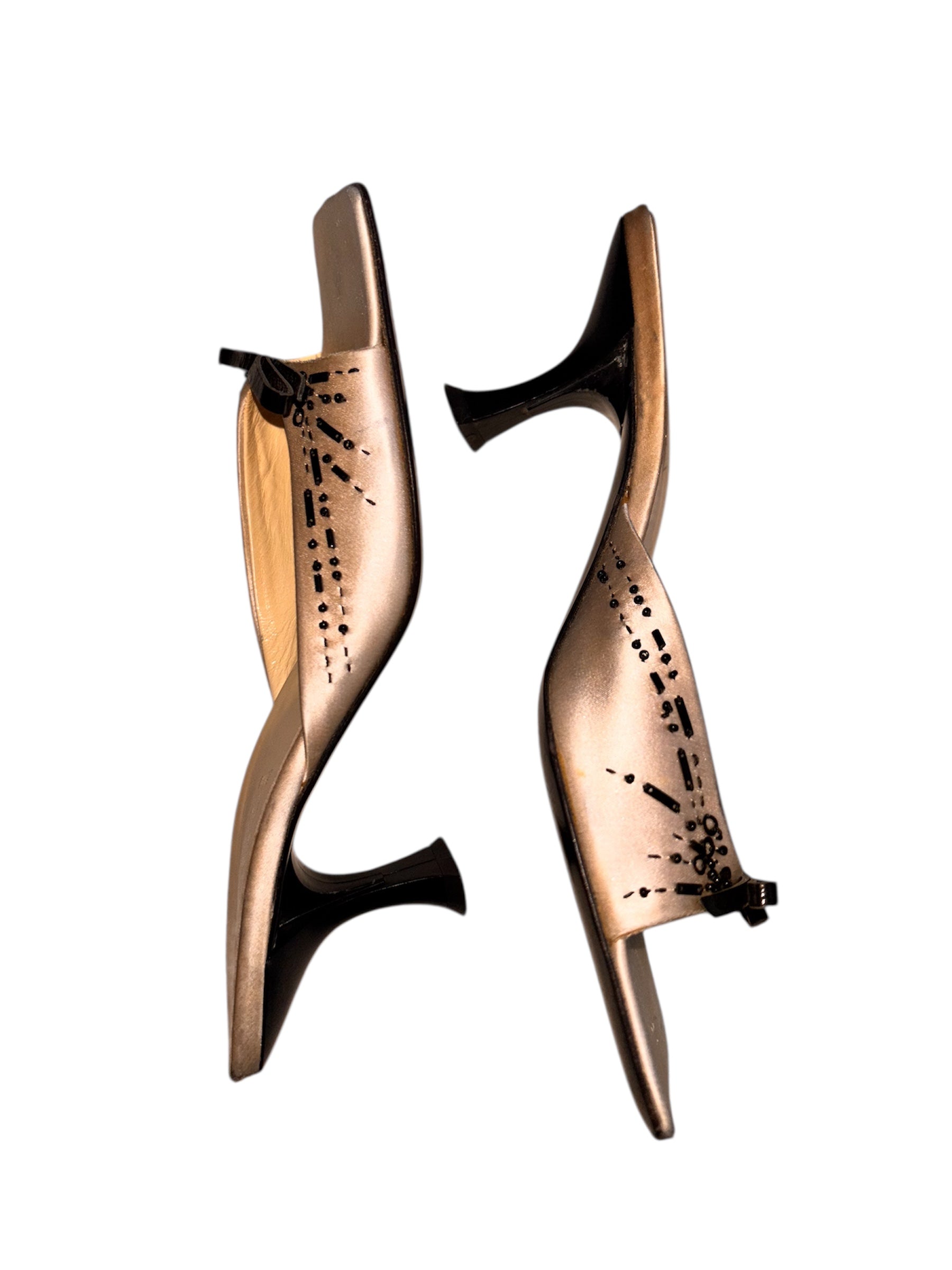 Prada Cream Satin Beaded Mules 38