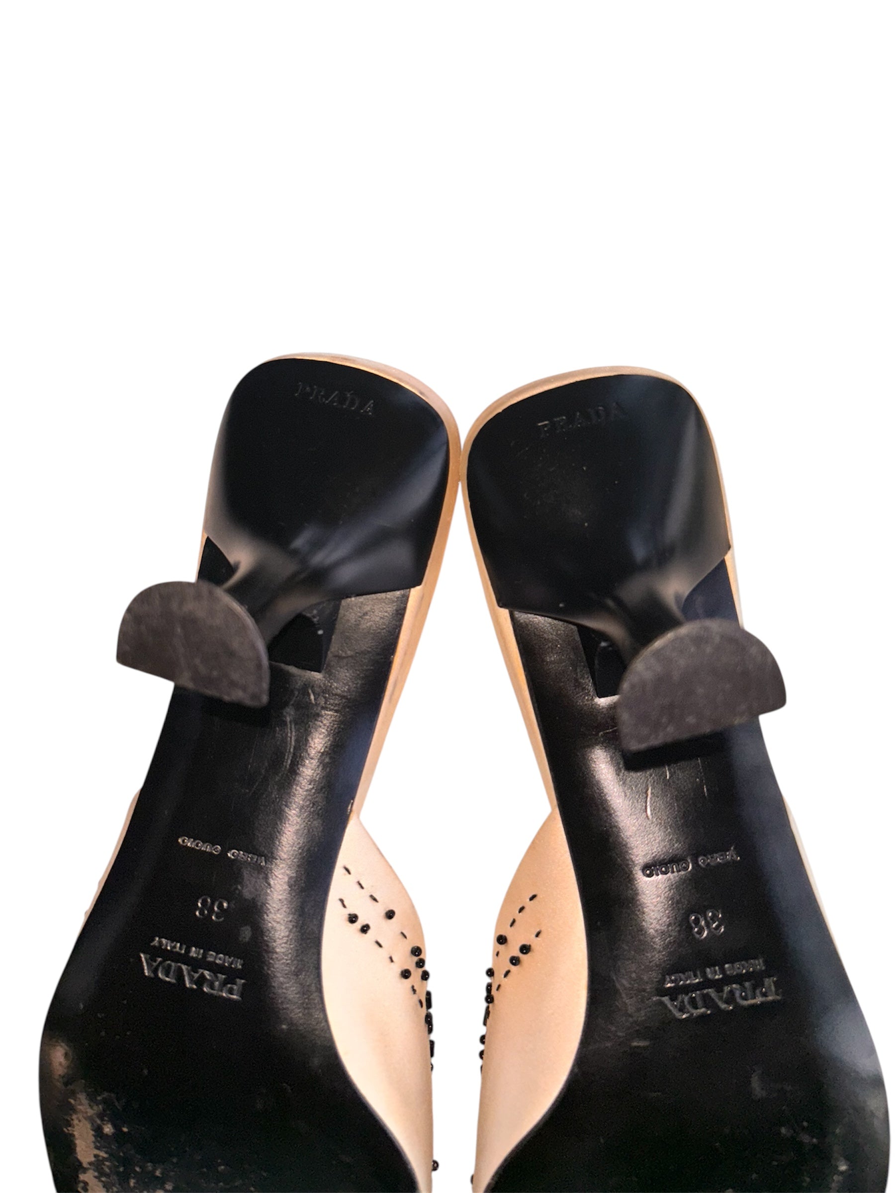 Prada Cream Satin Beaded Mules 38