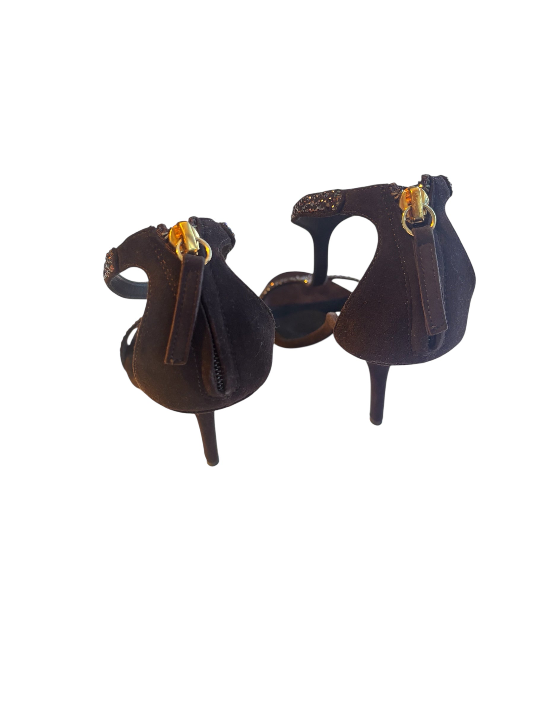 Giuseppe Zanotti Brown Crystal Heels 38