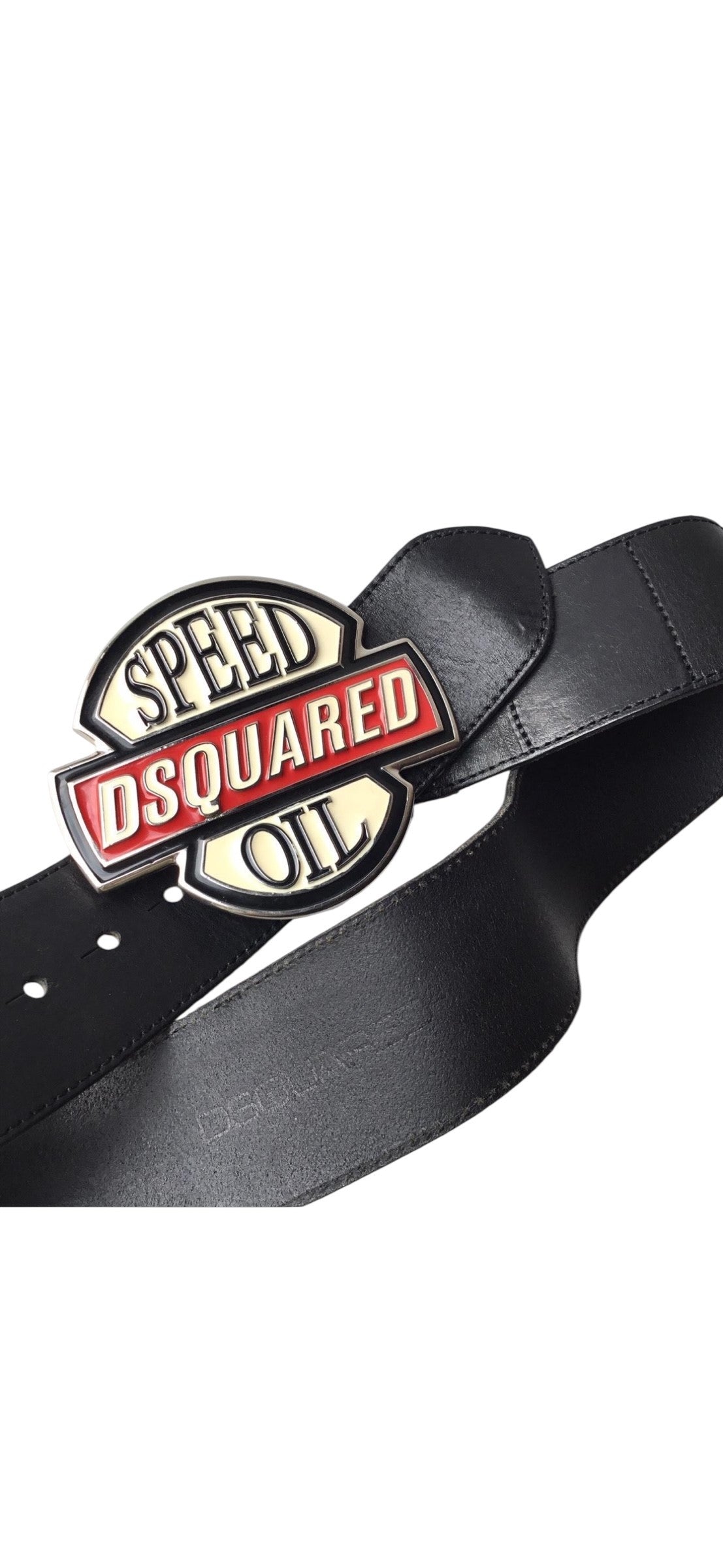 Dsquared Black Leather Speed Oil Belt