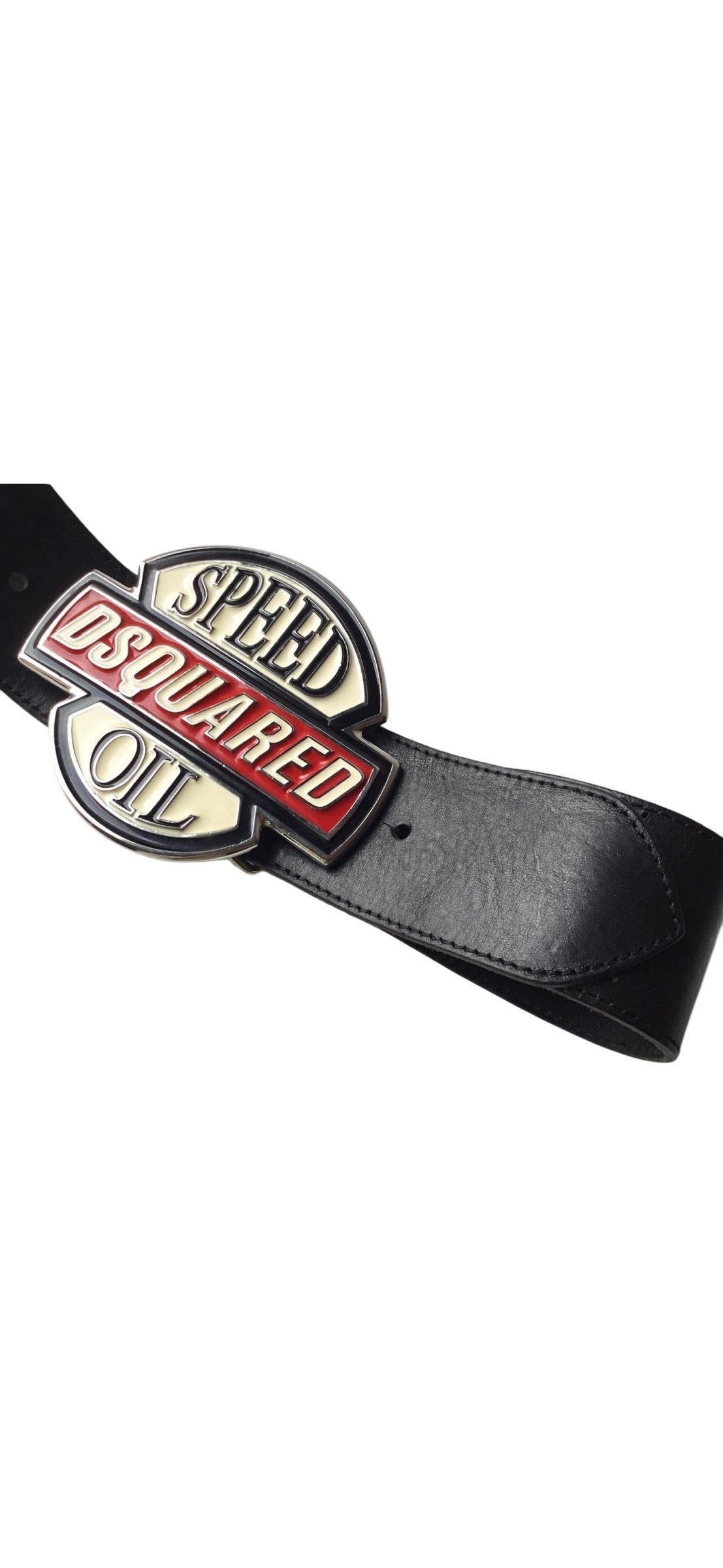 Dsquared Black Leather Speed Oil Belt