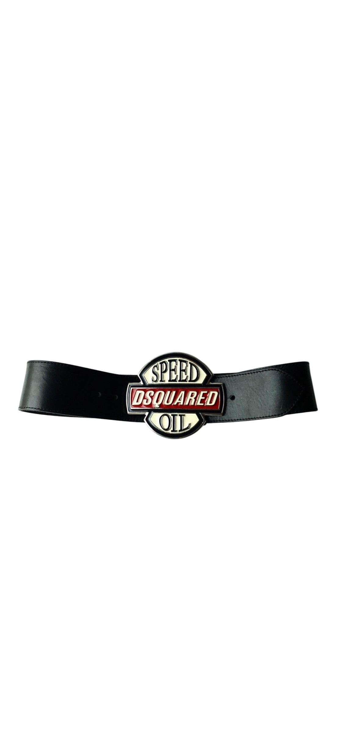 Dsquared Black Leather Speed Oil Belt