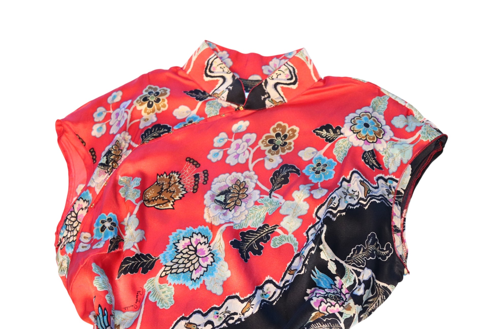 Roberto Cavalli S/S 2003 Red Cheongsam Silk Top